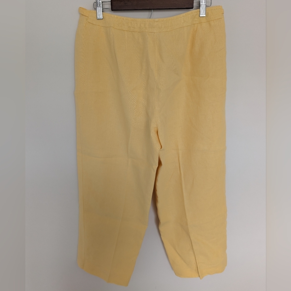 VTG Talbots Irish Linen Butter Yellow Minimalist Classic Crop Style Pants 14 - Picture 4 of 13